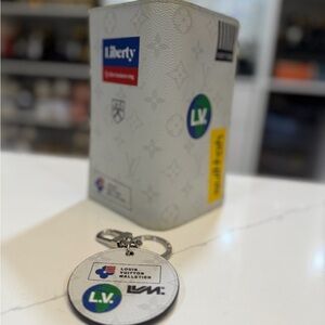 Louis Vuitton Brazza Monogram Logo White Wallet Limited Edition with Keychain!